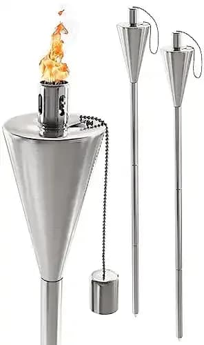 Gartenfackel Praknu 2 Fackeln Set Edelstahl 115cm, Glasfaserdocht